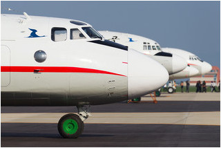 Air Koryo Antonov An-24 P-537 heads a line-up of classic types at Kalma - Il-18,  Tu-134,  and Il-62