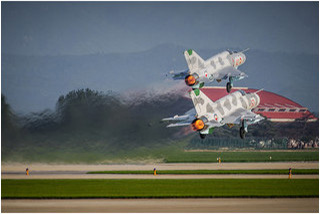 KPAAF Mikoyan-Gurevich MiG-21 pairs take-off