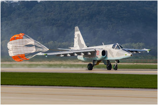 KPAAF Sukhoi Su-25 lands after its display