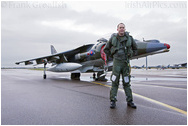 RAF Cottesmore - Group Captain Gary Waterfall OBE Joint Force Harrier Commander and Cottesmore Station Commander after his final Harrier flight