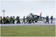 RAF Cottesmore - Group Captain Gary Waterfall leads the pilots and crew as they walk off the ramp